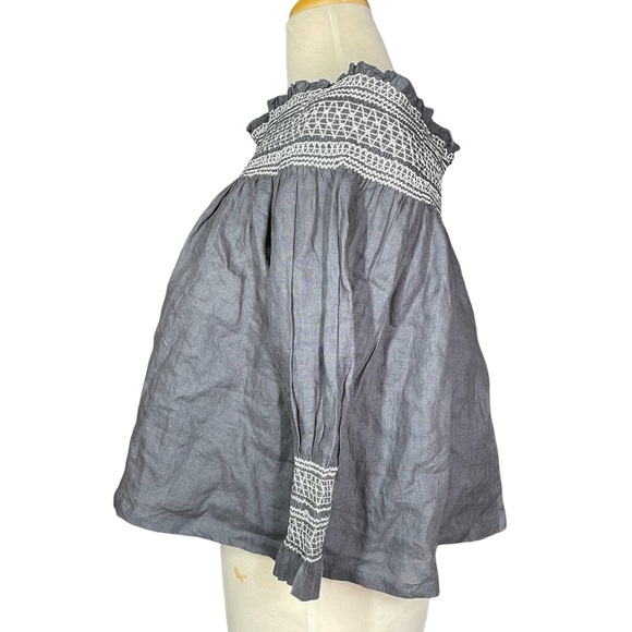 New~ Chan Luu Handcrafted Off The Shoulder Boho Linen Blouse Size M - Picture 3 of 10